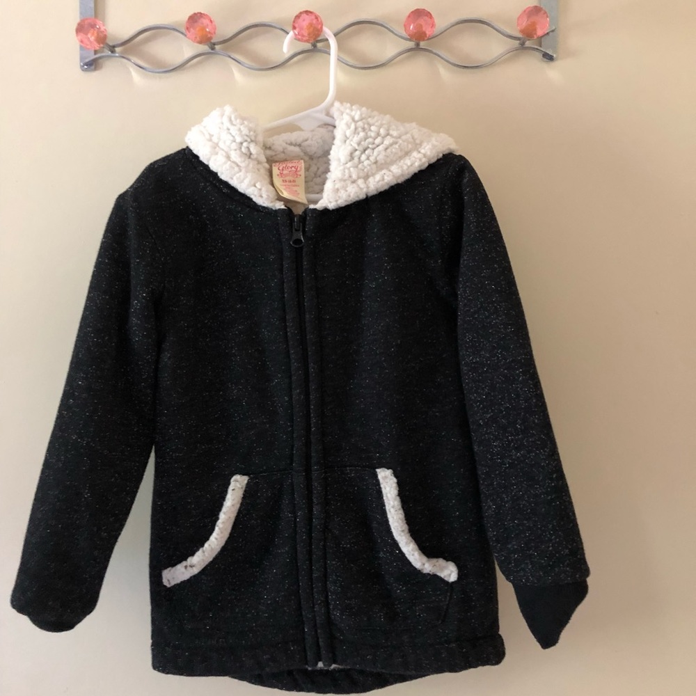 Black sparkling woolly winter coat size 4/5
